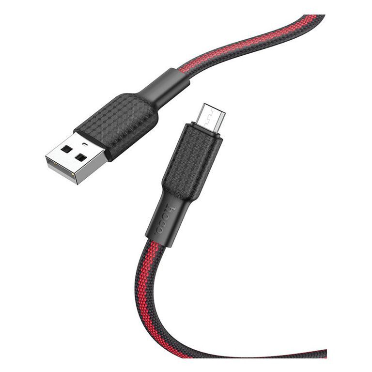 Кабель USB-microUSB 1м Hoco X69 чёрный/красный